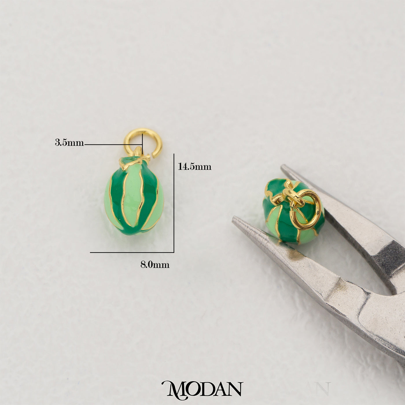 Green Watermelon Enamel Pendant DIY Pendant Liontin Buah Semangka Hypoallergenic Gold Filled