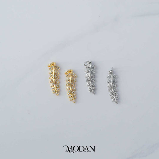 Olive Sparkling Leaf Charm DIY Charm Liontin Daun Hypoallergenic Gold Filled