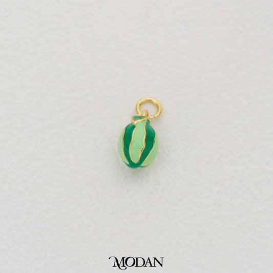 Green Watermelon Enamel Pendant DIY Pendant Liontin Buah Semangka Hypoallergenic Gold Filled