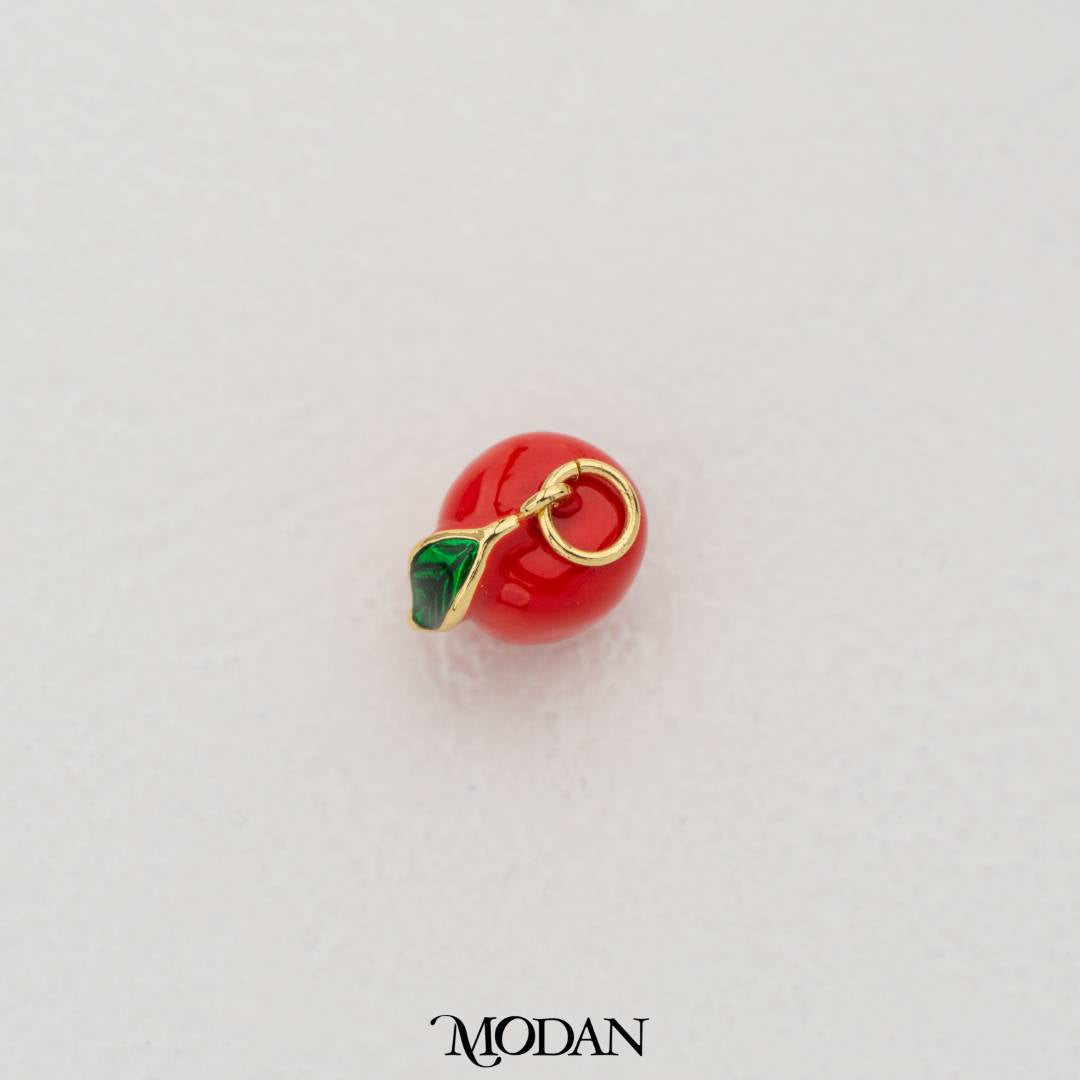 Red Apple Enamel Pendant DIY Pendant Liontin Buah Apel Hypoallergenic Gold Filled