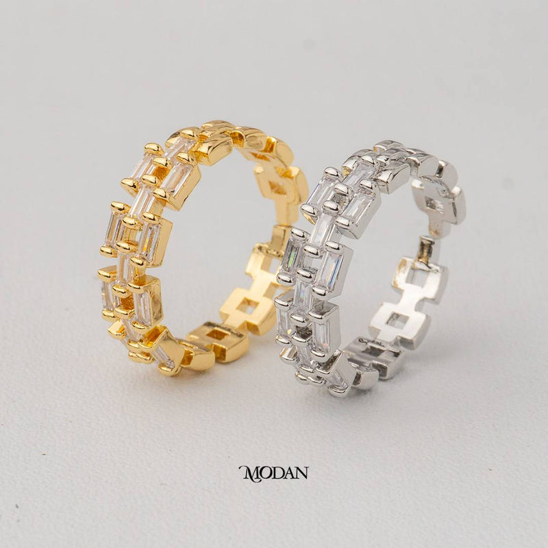 Baguette Brick Adjustable Ring Cincin Susunan Baguette Hypoallergenic Gold Plated