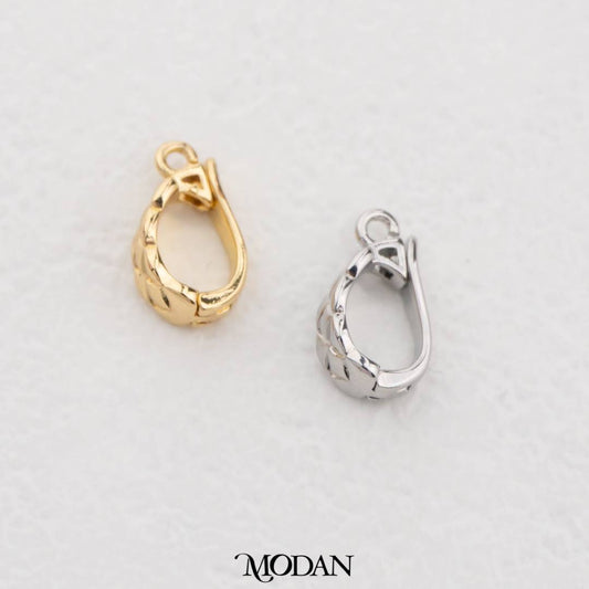 13mm Textured Pendant Hooks Connector DIY Pengait Liontin Kalung Hypoallergenic Gold Filled