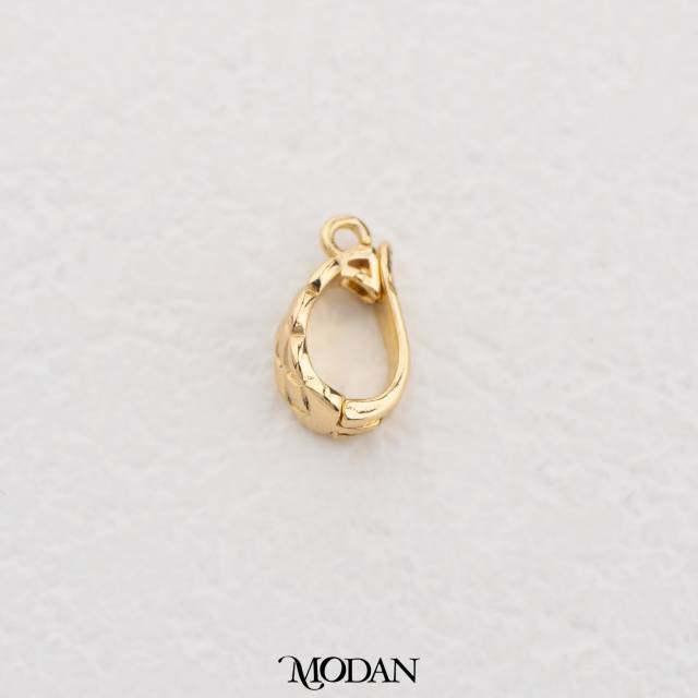 13mm Textured Pendant Hooks Connector DIY Pengait Liontin Kalung Hypoallergenic Gold Filled