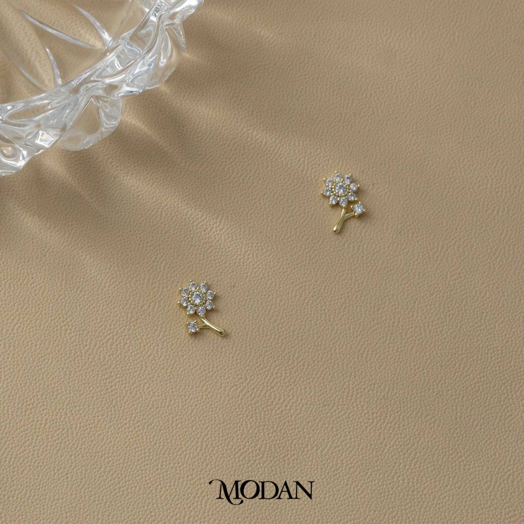 Spring Flower Stud Earrings Anting Tusuk Bunga Hypoallergenic Gold Plated