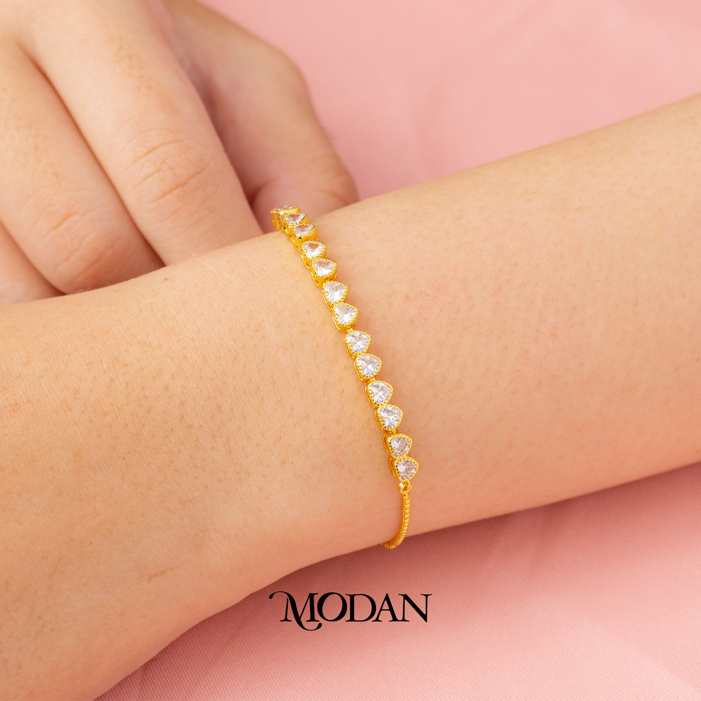 Minimalist Love Heart Vine Dainty Adjustable Bracelet Gelang Serut Hypoallergenic Gold Plated