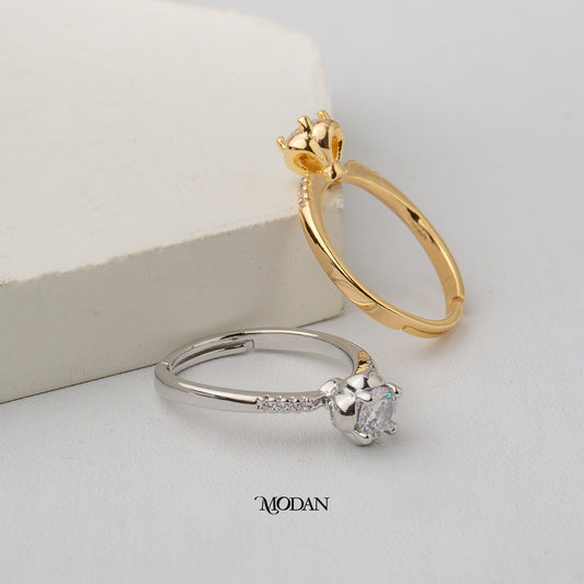 Floral Blossom Solitaire Adjustable Ring Cincin Bunga Mekar Hypoallergenic Gold Plated