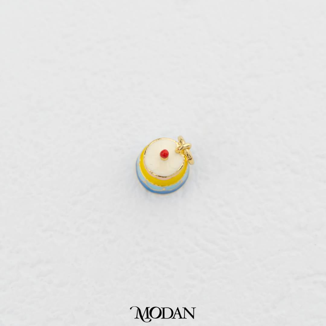 Rainbow Sweet Dessert Birthday Cake Enamel DIY Pendant Liontin Kue Ulang Tahun Hypoallergenic Gold Filled