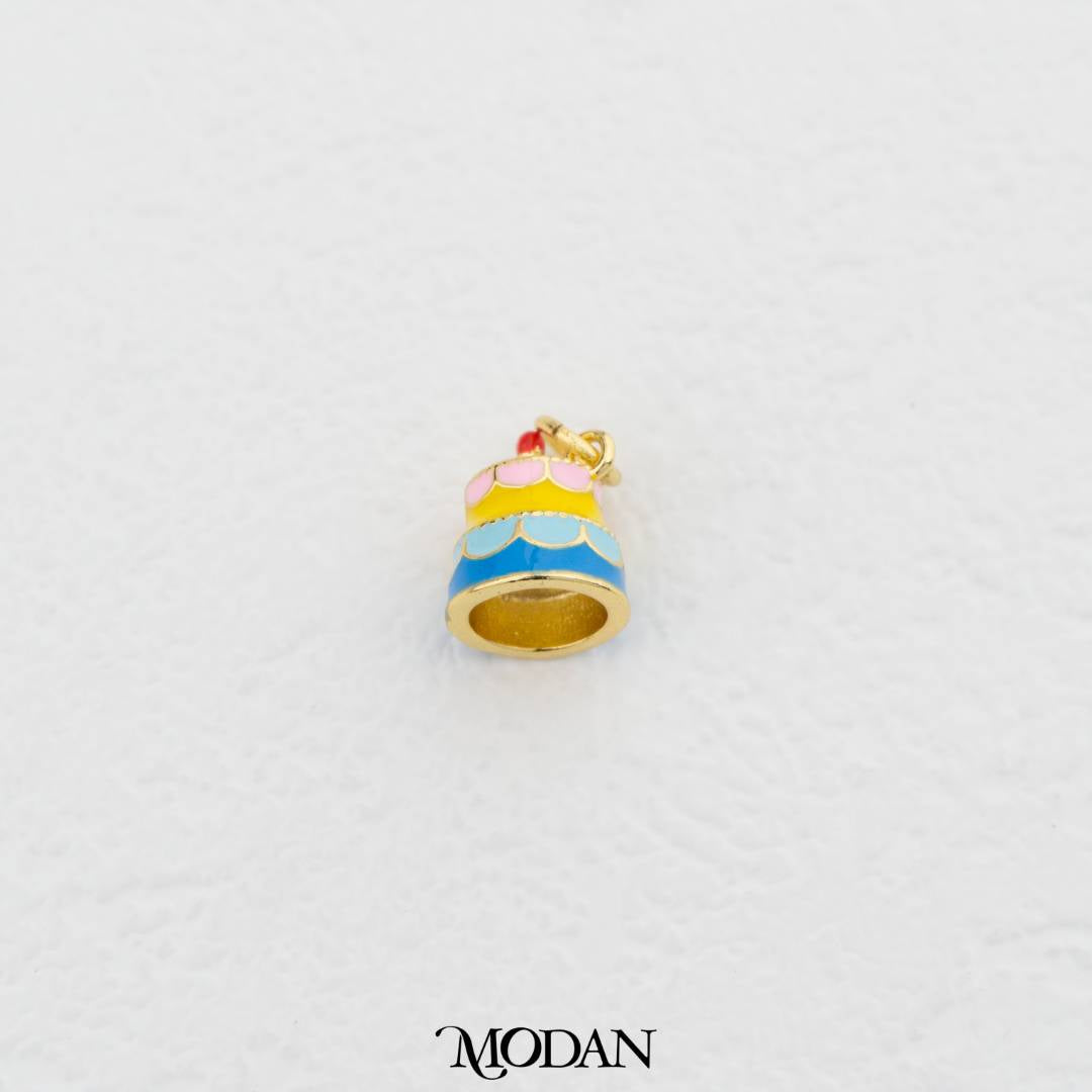 Rainbow Sweet Dessert Birthday Cake Enamel DIY Pendant Liontin Kue Ulang Tahun Hypoallergenic Gold Filled