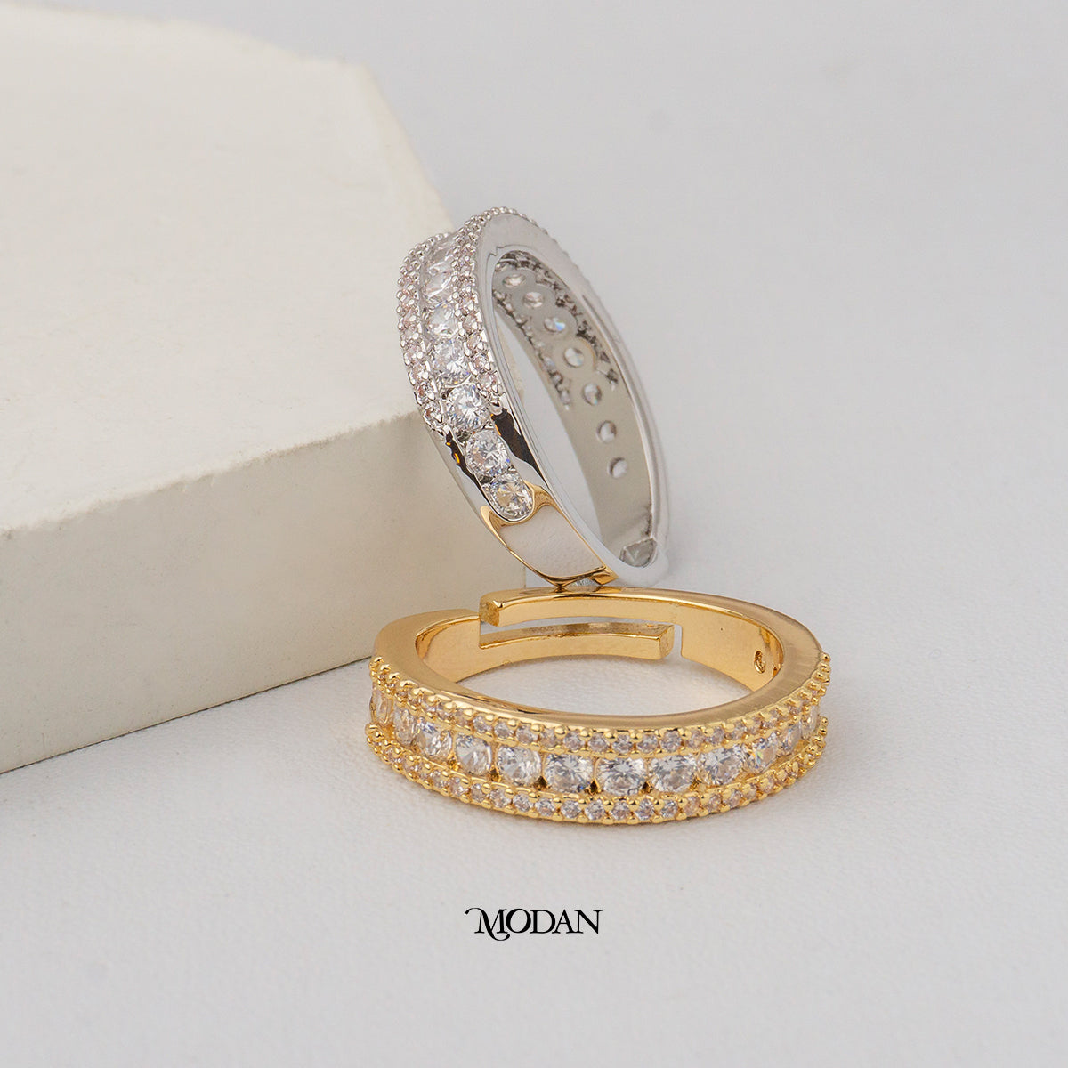 Vintage Brodered Band Adjustable Ring Cincin Bingkai Klasik Hypoallergenic Gold Plated
