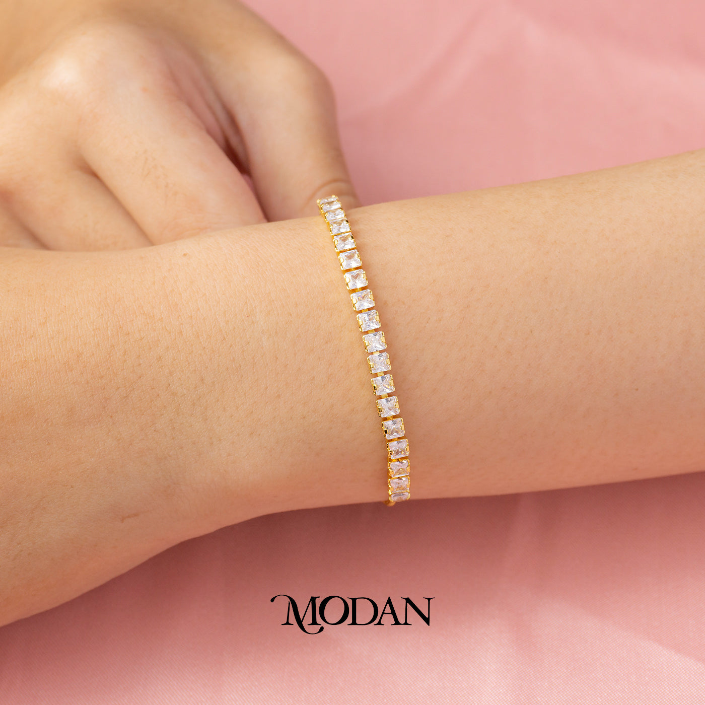 Simple Clear Dainty Tennis Adjustable Bracelet Gelang Serut Hypoallergenic Gold Filled