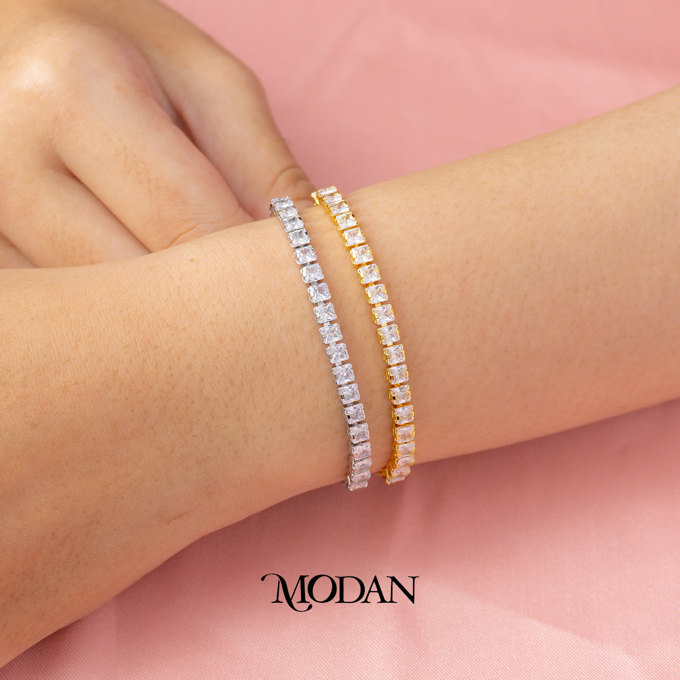 Simple Clear Dainty Tennis Adjustable Bracelet Gelang Serut Hypoallergenic Gold Filled