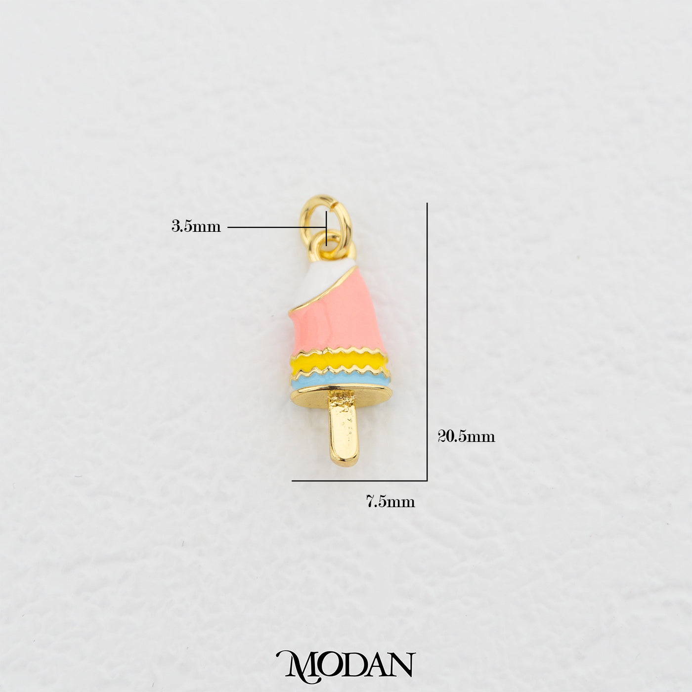 Pink Enamel Stick Ice Cream DIY Pendant Liontin Es Krim Hypoallergenic Gold Filled