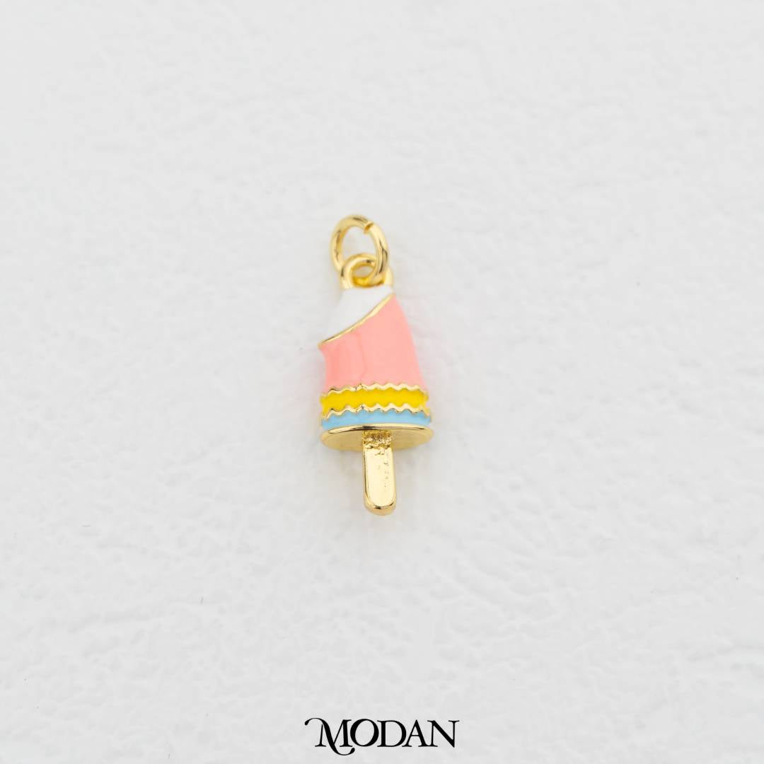 Pink Enamel Stick Ice Cream DIY Pendant Liontin Es Krim Hypoallergenic Gold Filled