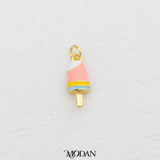 Pink Enamel Stick Ice Cream DIY Pendant Liontin Es Krim Hypoallergenic Gold Filled