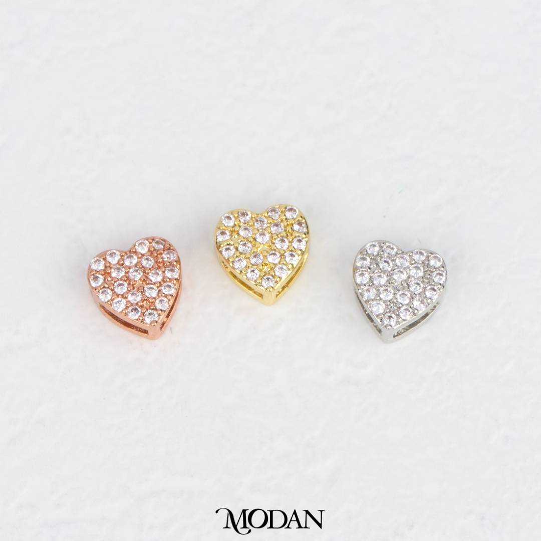 Valentine Mini Heart Love DIY Beads Charm Manik Hati Berkilau Hypoallergenic Gold Filled
