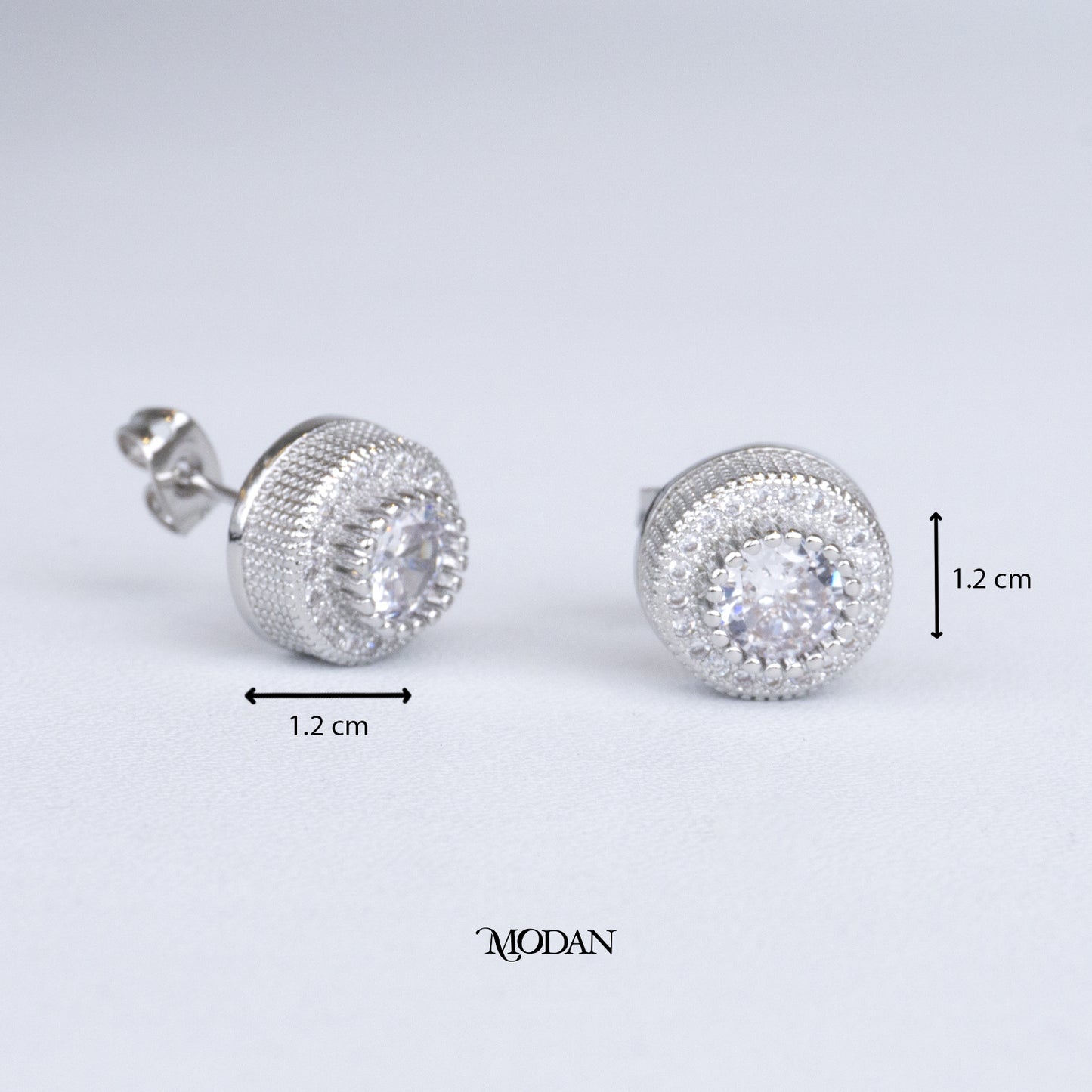 (12mm) Micro Pave Round Circle Stud Earrings Anting Tusuk Lingkaran Hypoallergenic Gold Plated
