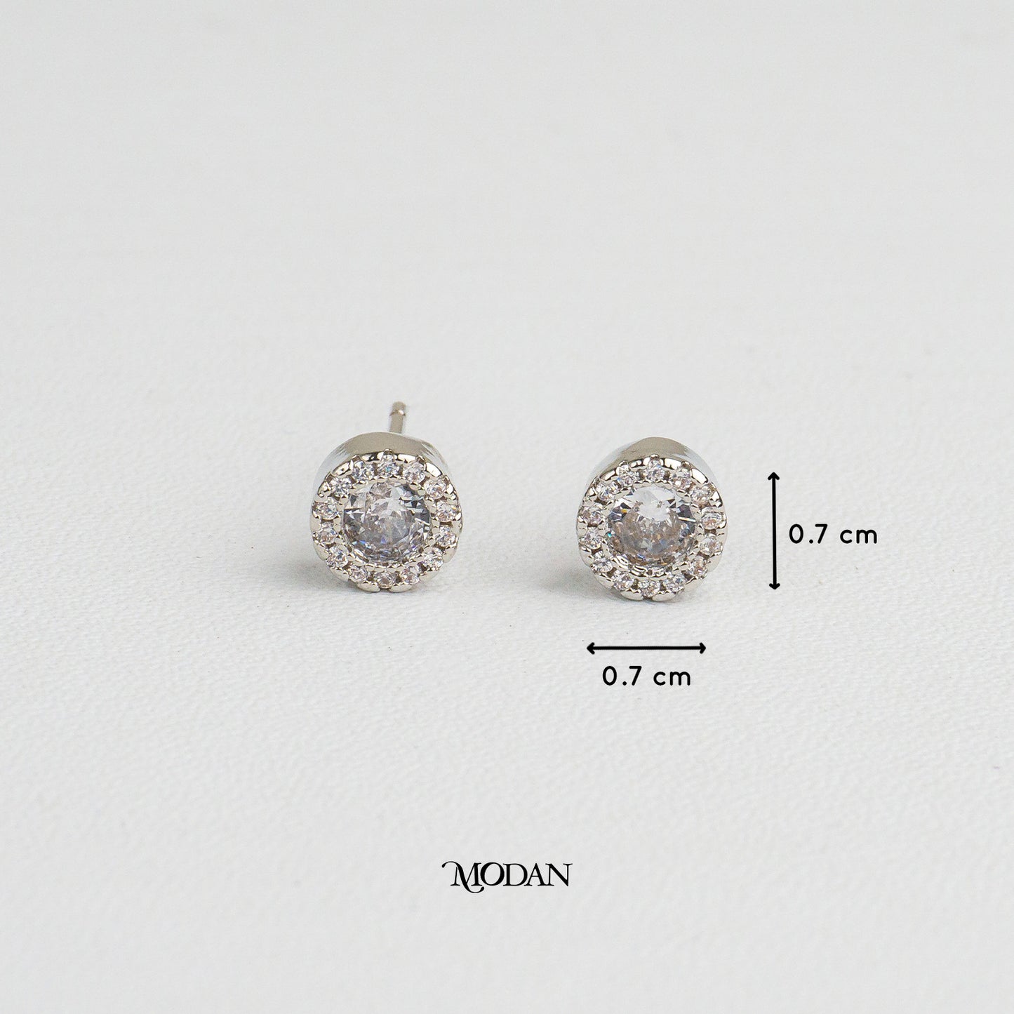 (7mm) Micro Pave Round Circle Bezel Stud Earrings Anting Tusuk Lingkaran Hypoallergenic Gold Plated
