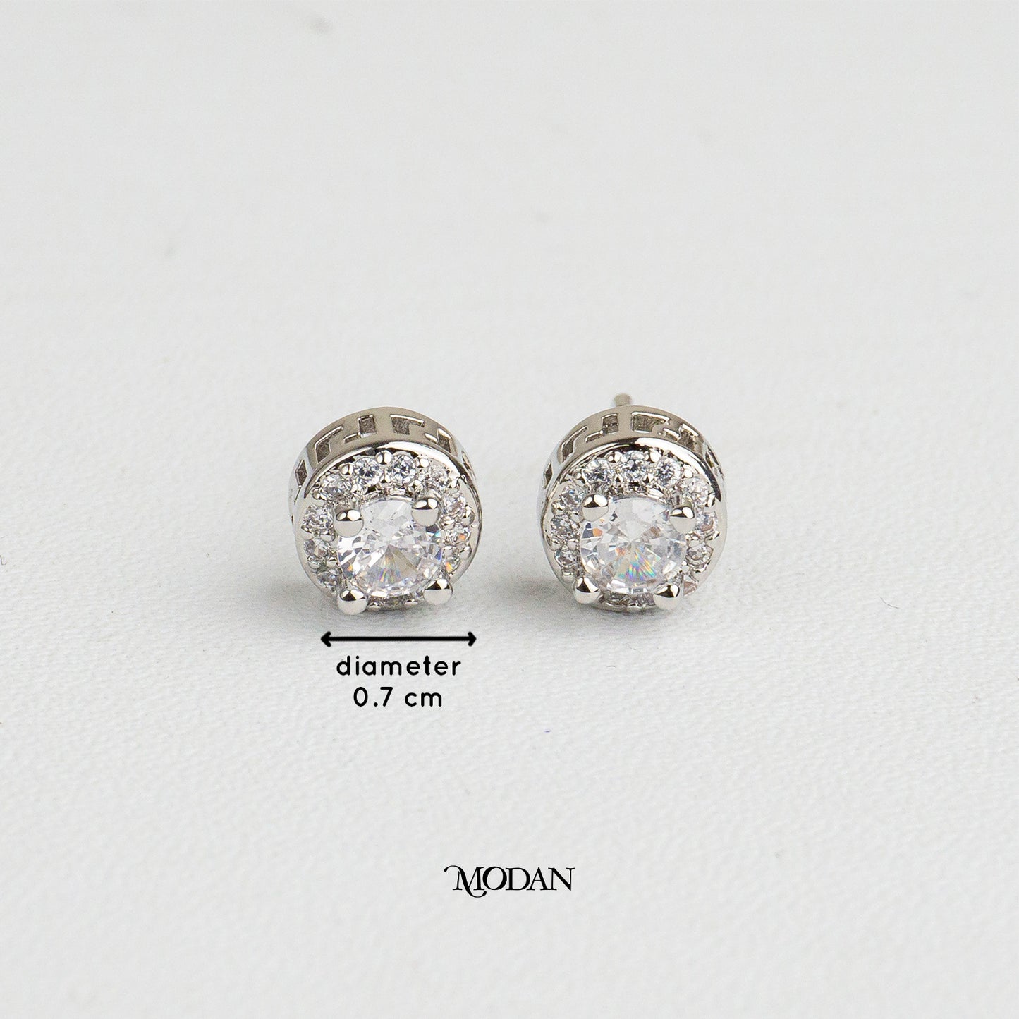 (7mm) Micro Pave Round Circle Stud Earrings Anting Tusuk Lingkaran Hypoallergenic Gold Plated