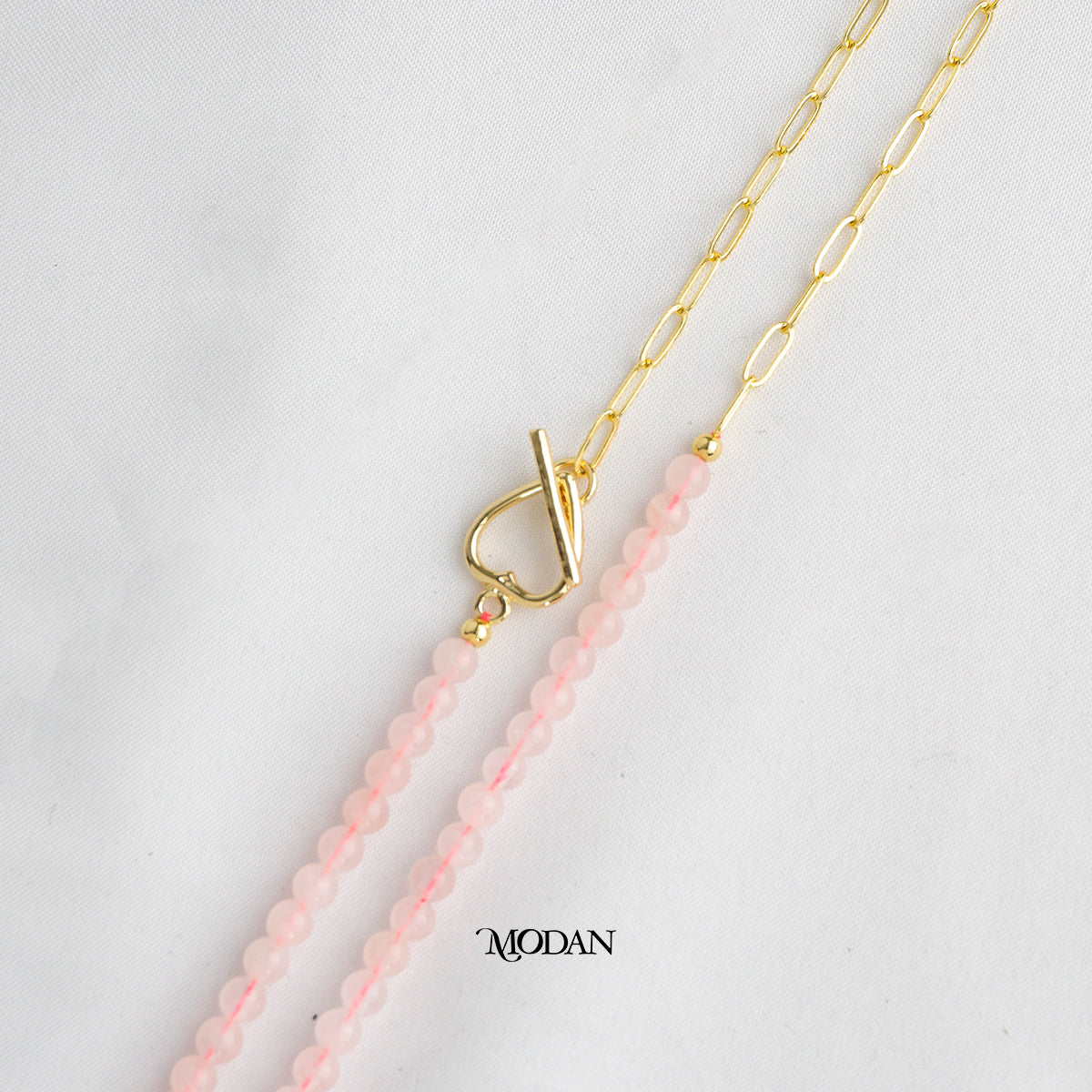 4mm Black Pink Clear Beaded Paperclip Necklace Kalung Manik Crystal Hypoallergenic Gold Plated