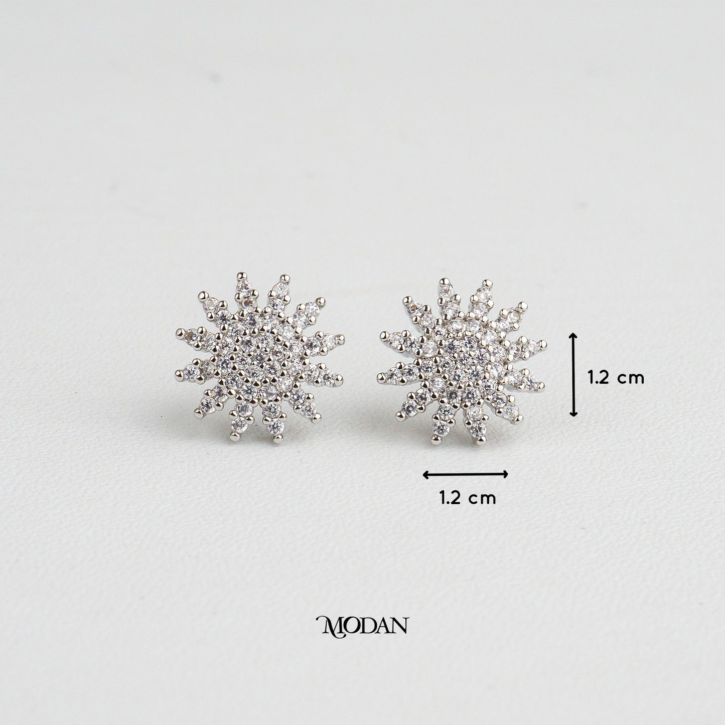 (12mm) Sparkling Micro Pave Blooming Sunflower Stud Earrings Anting Tusuk Bunga Pesta Hypoallergenic Gold Plated