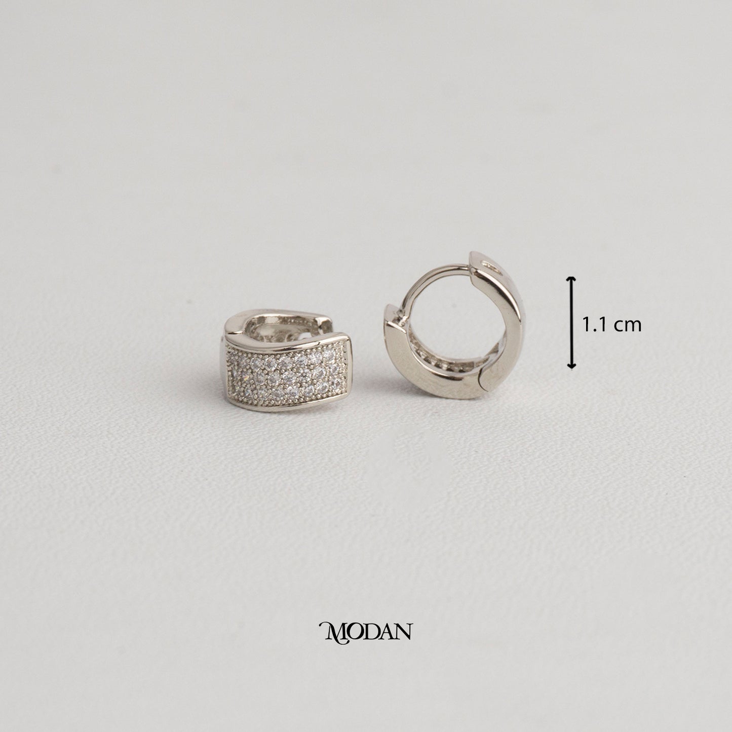 (11mm) Sparkling Round Hoop Earrings Anting Bulat Hypoallergenic Gold Plated