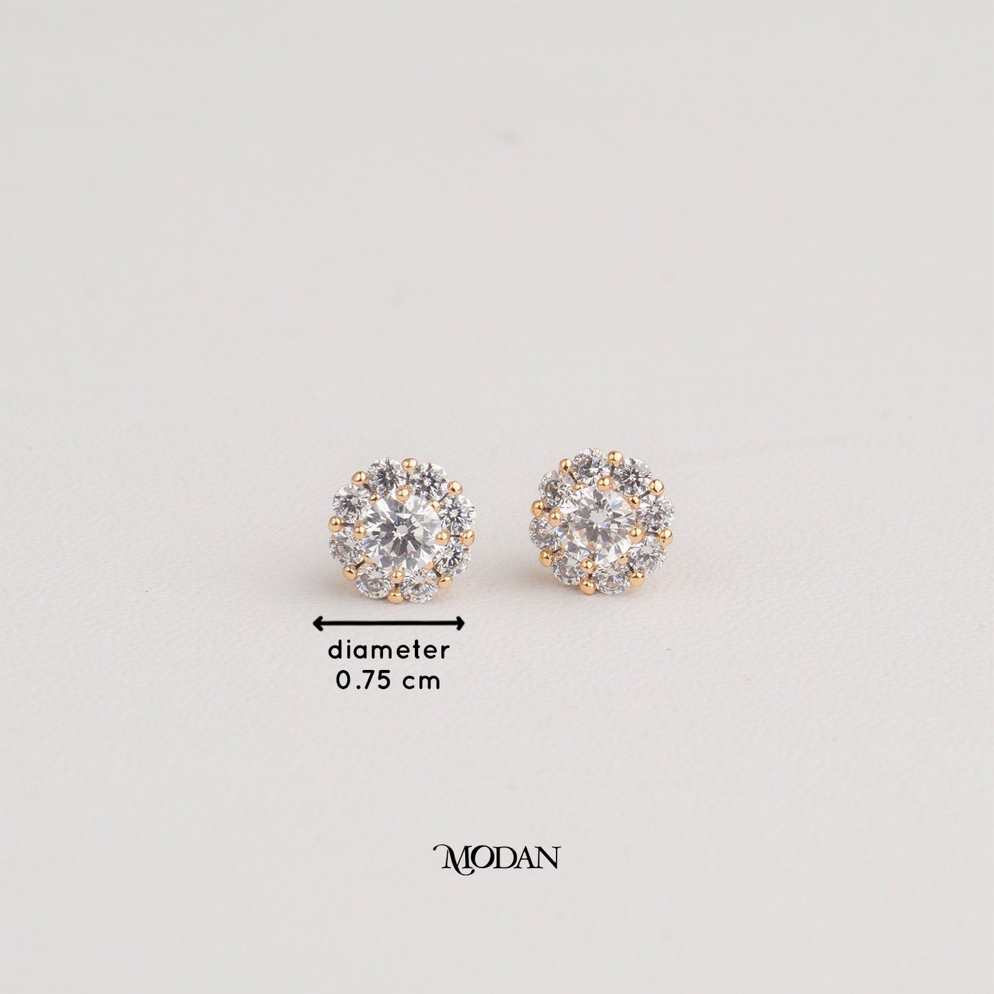 (7mm) Micro Paved Minimalist Circle Stud Earrings Anting Tusuk Bulat Hypoallergenic Gold Plated
