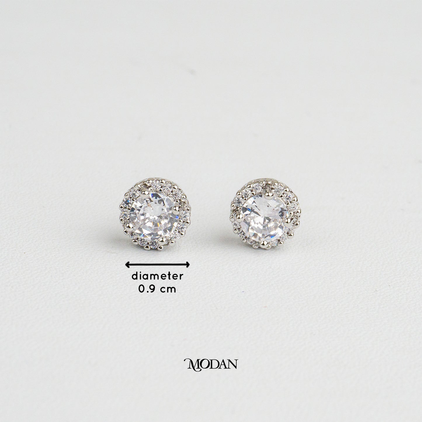 (9mm) Micro Pave Round Circle Stud Earrings Anting Tusuk Lingkaran Hypoallergenic Gold Plated