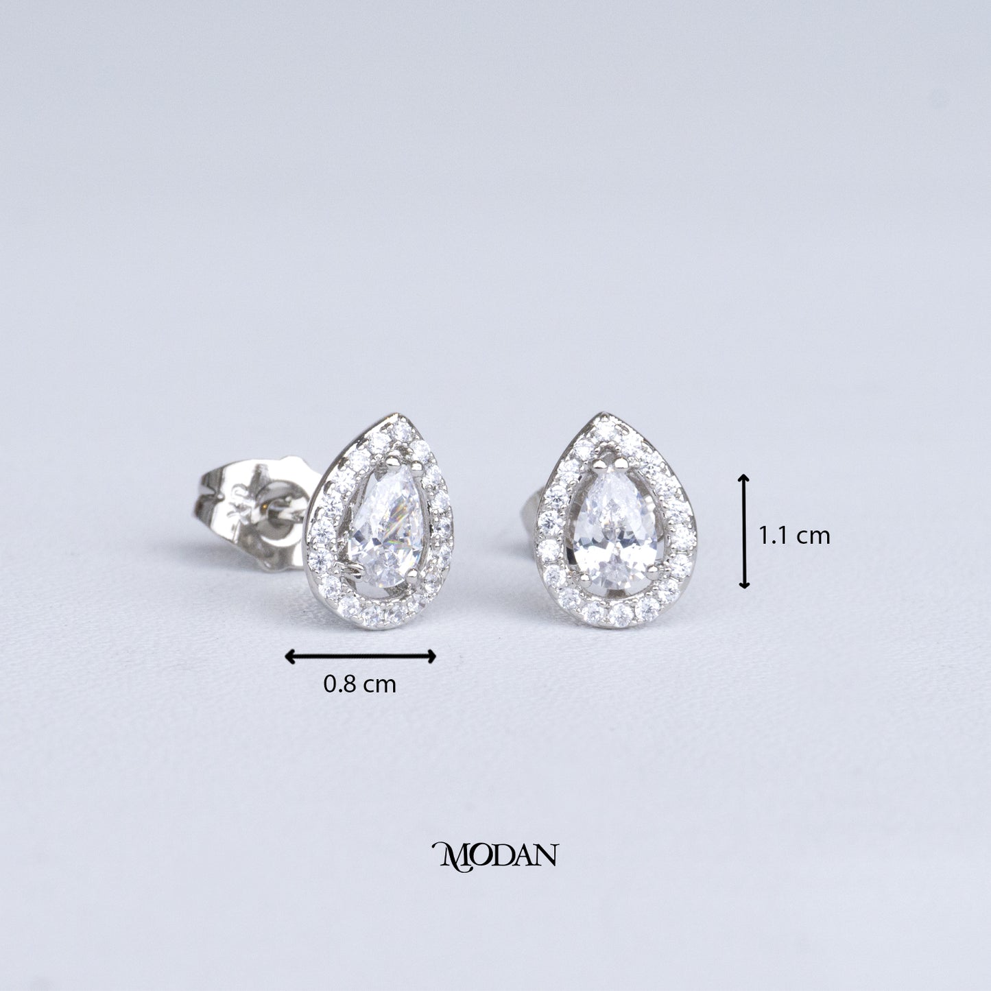 (11mm) Micro Paved Clear & Pink Teardrop Stud Earrings Anting Tusuk Tetes Air Mata Hypoallergenic Gold Plated