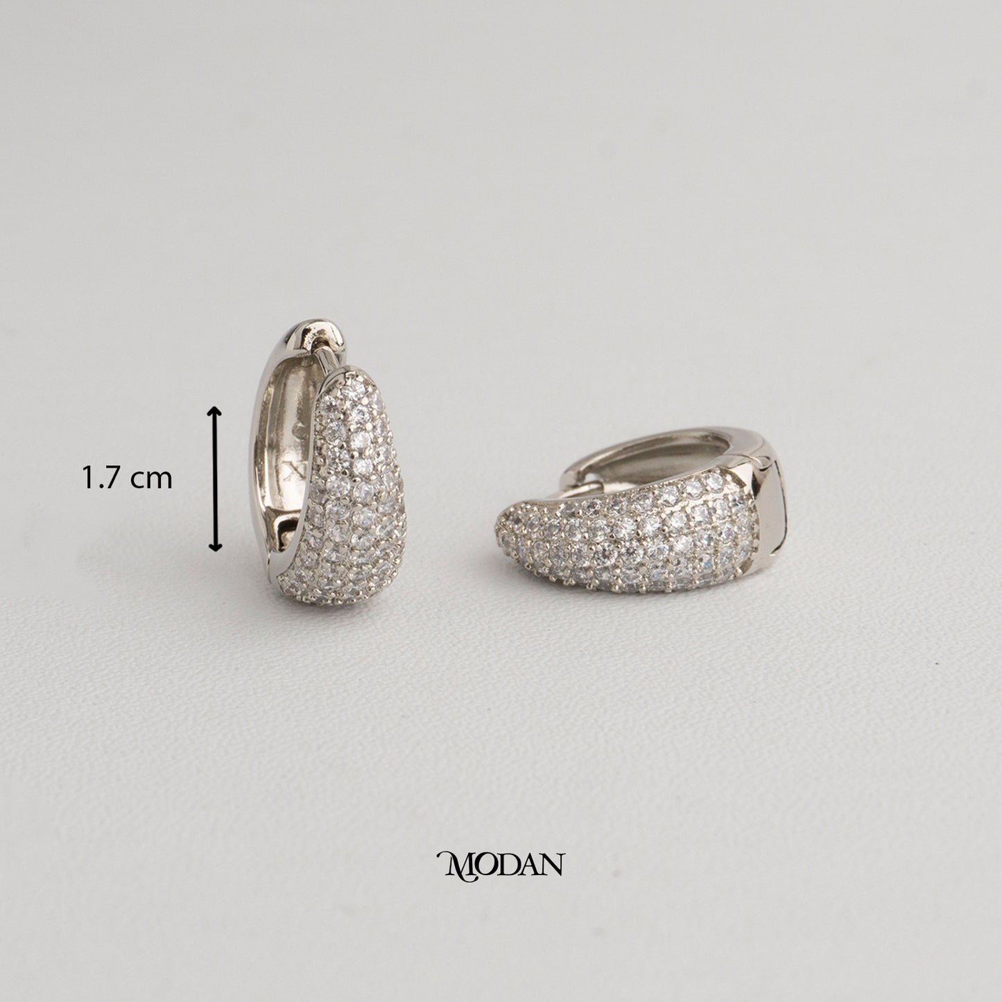 (17mm) Sparkling Round Chubby Hoop Earrings Anting Bulat Hypoallergenic Gold Plated