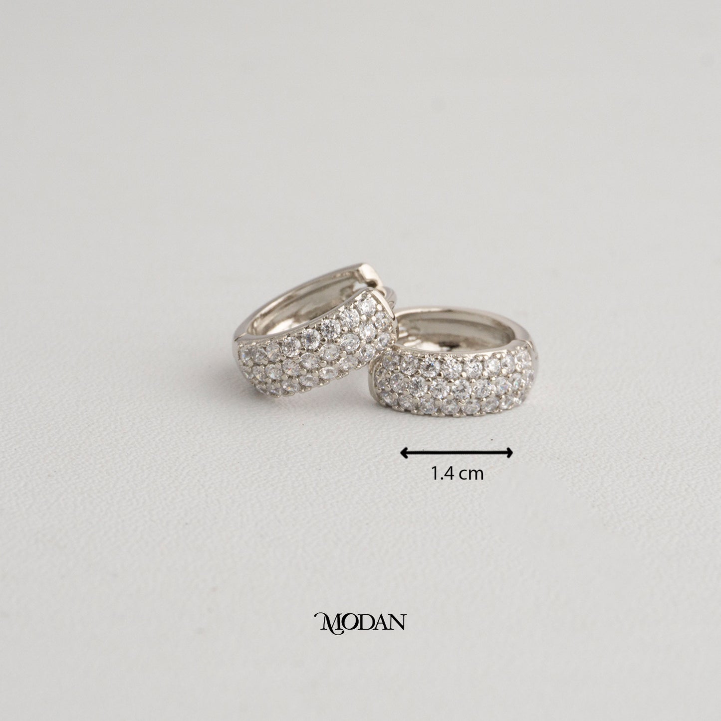 (14mm) Sparkling Round Chubby Hoop Earrings Anting Bulat Hypoallergenic Gold Plated