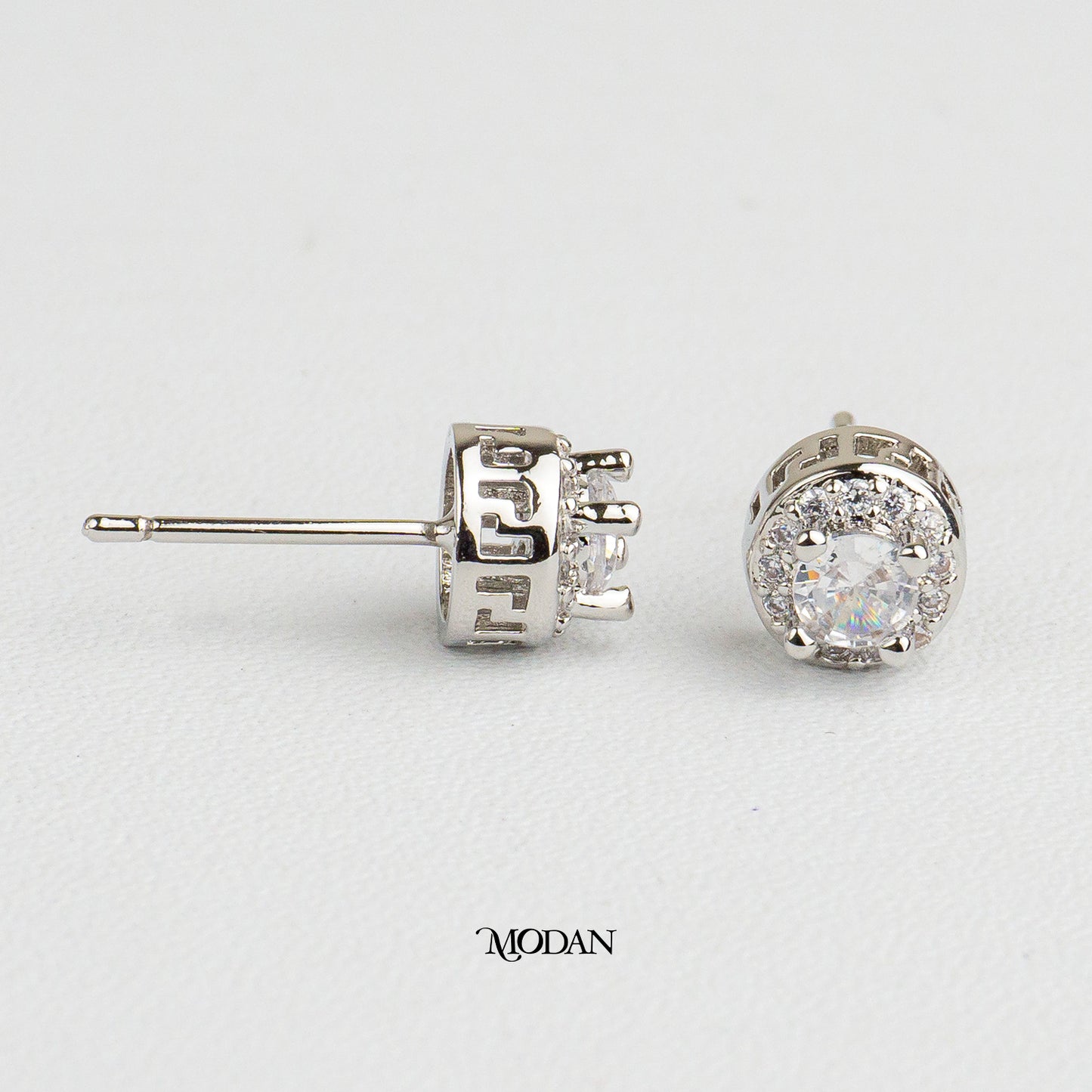 (7mm) Micro Pave Round Circle Stud Earrings Anting Tusuk Lingkaran Hypoallergenic Gold Plated