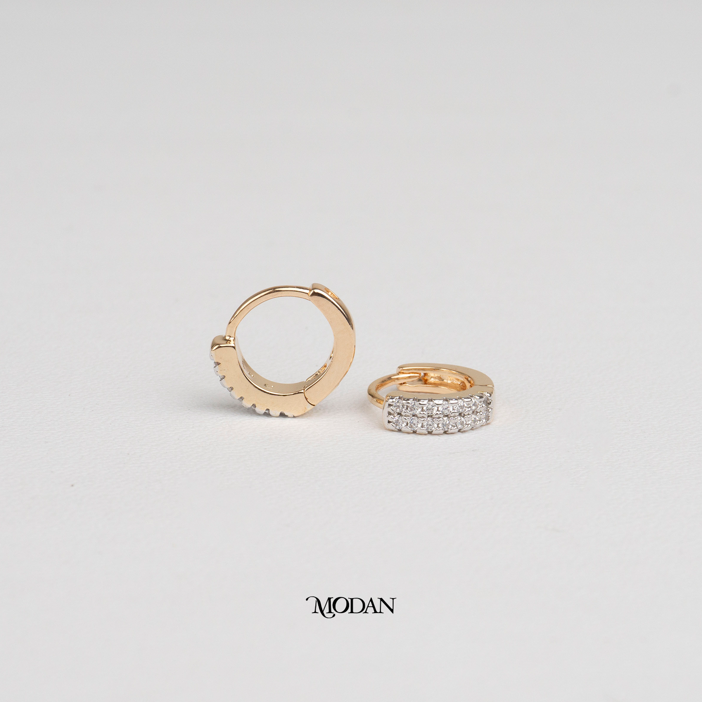 (11mm) Double Row Zirconia Rosegold Mini Huggies Hoop Earrings Anting Simple Hypoallergenic Gold Plated