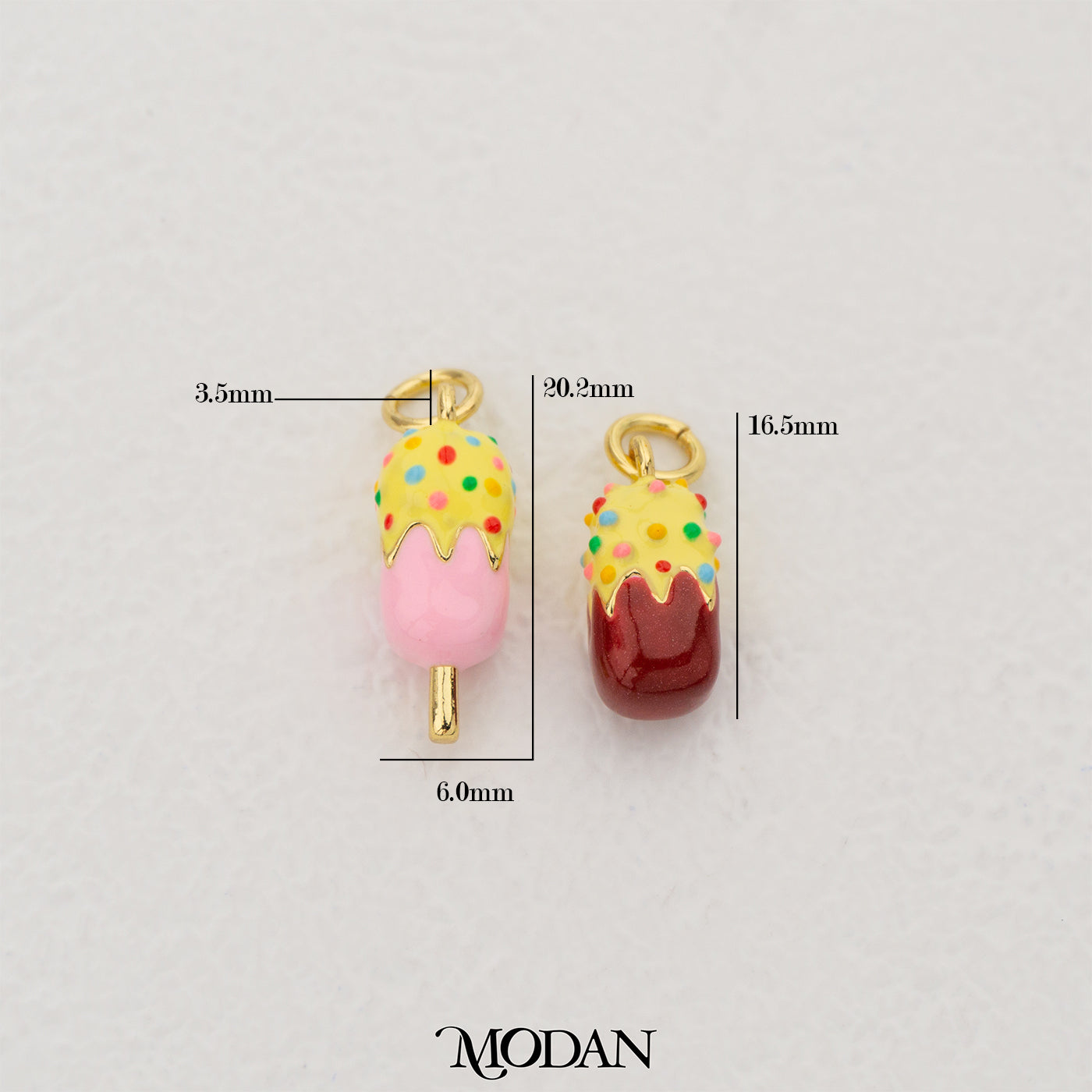 Delicious Chocolate Stick Ice Cream with Sprinkles Enamel Pendant DIY Pendant Liontin Es Krim Hypoallergenic Gold Filled