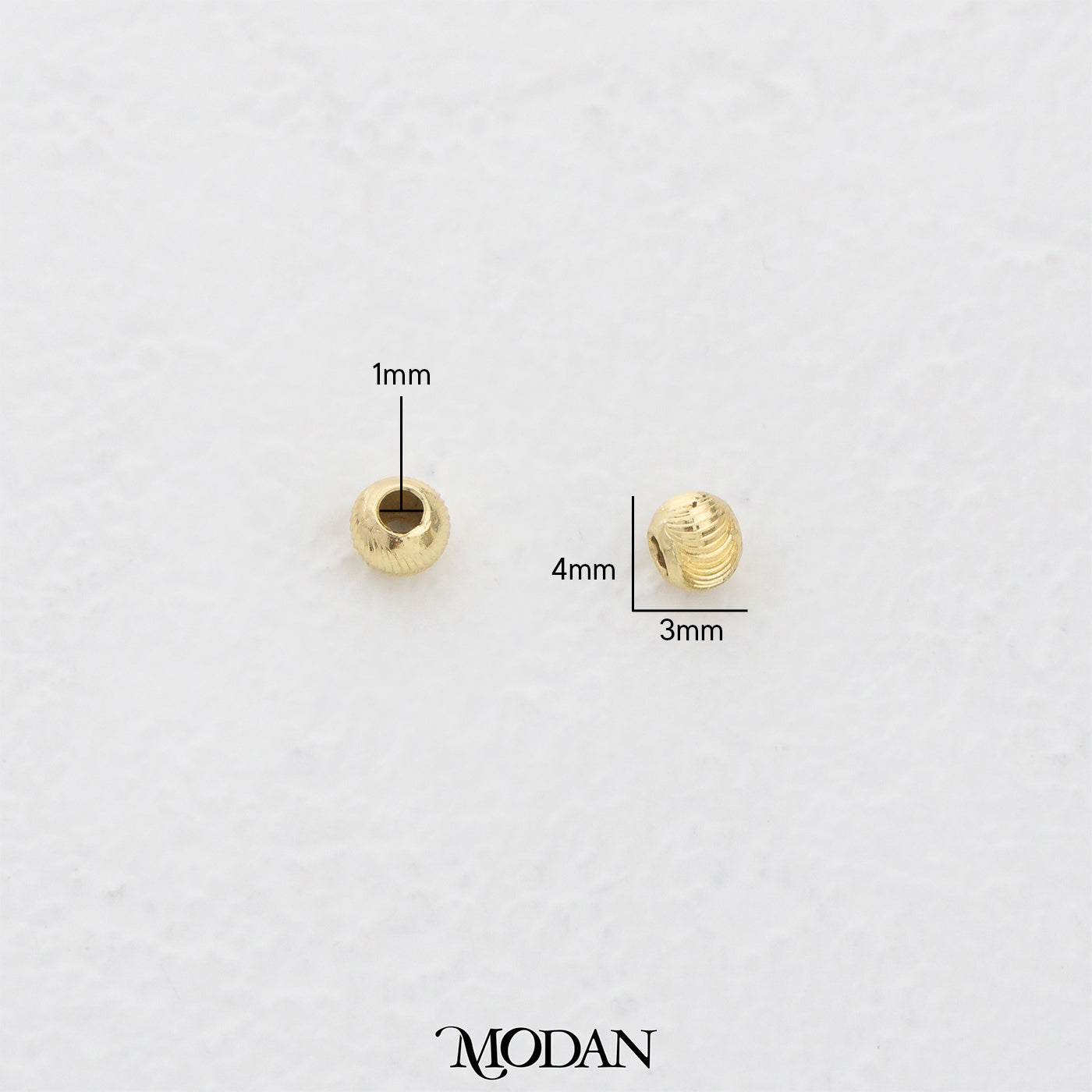 (10pcs) Plain Textured Corrugated Round Spacer Beads DIY Pembatas Manik Gelang/Kalung Bulat Hypoallergenic Gold Filled