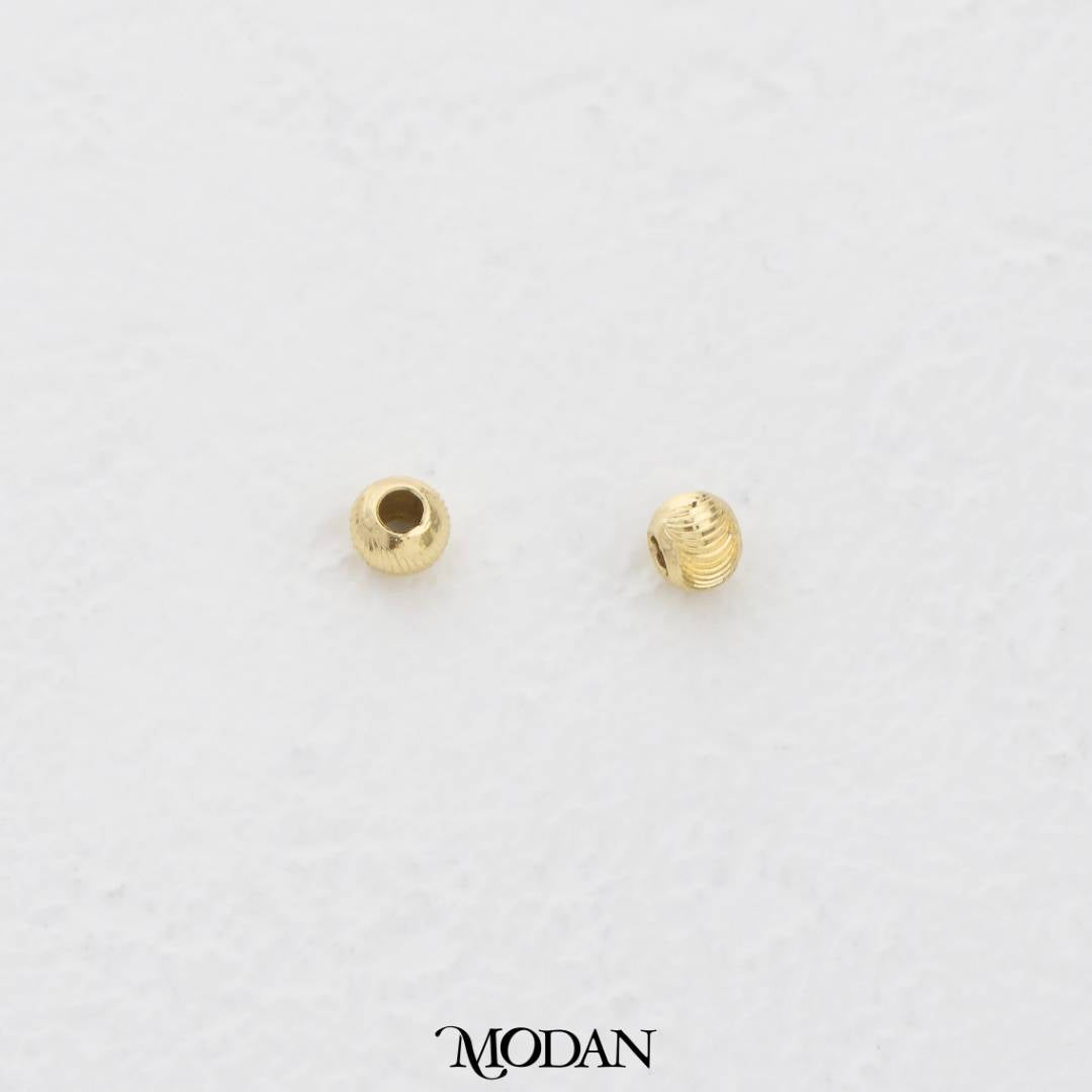 (10pcs) Plain Textured Corrugated Round Spacer Beads DIY Pembatas Manik Gelang/Kalung Bulat Hypoallergenic Gold Filled