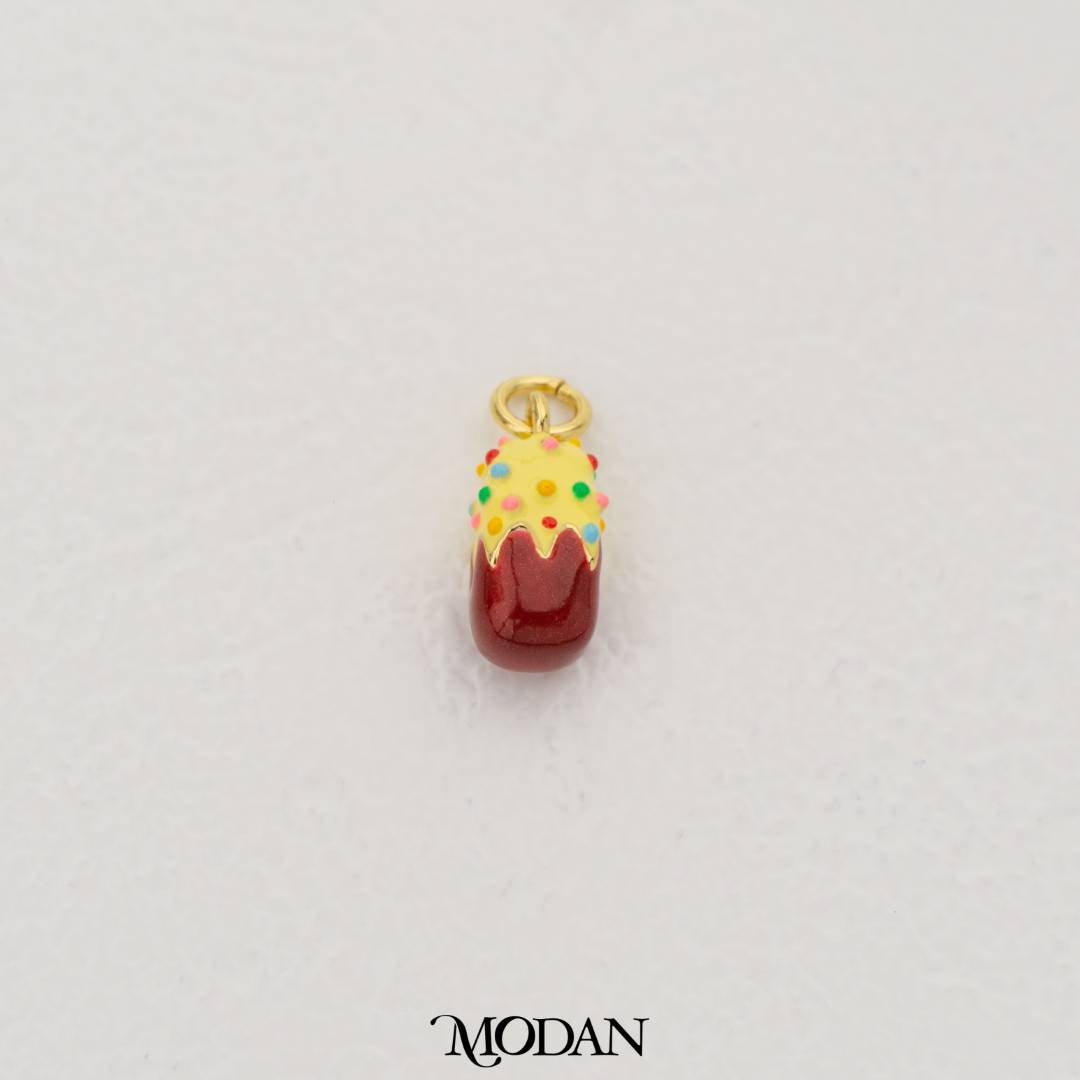 Delicious Chocolate Stick Ice Cream with Sprinkles Enamel Pendant DIY Pendant Liontin Es Krim Hypoallergenic Gold Filled