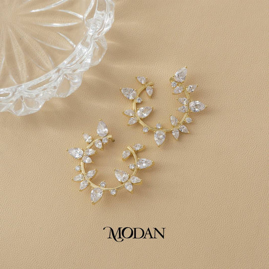 (30mm) Bridal Flower Wreath Earrings Anting Pesta Bunga Hypoallergenic Gold Plated