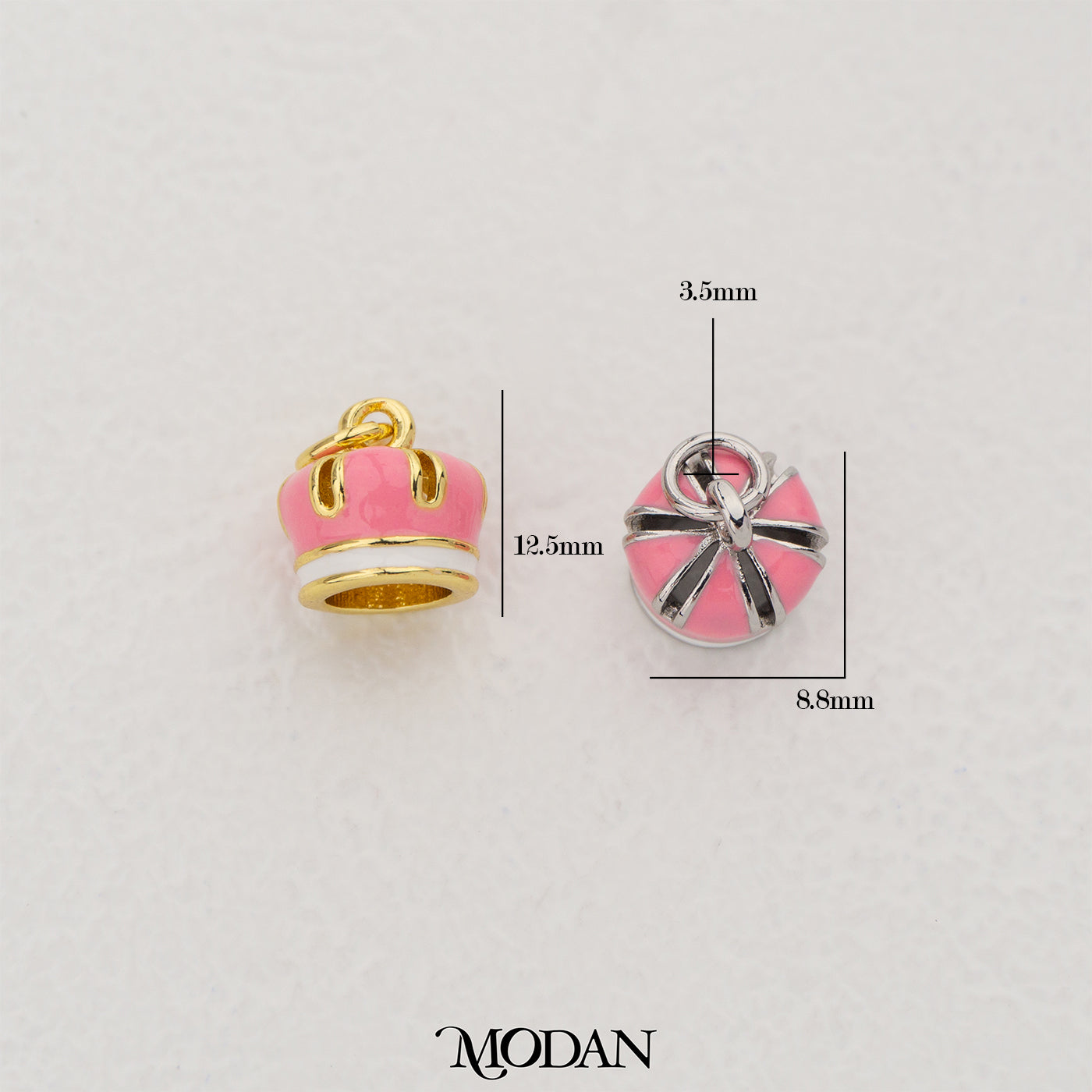 3D Pink Circus Carnival Hat Enamel Pendant DIY Pendant Liontin Topi Sirkus Karnaval Hypoallergenic Gold Filled