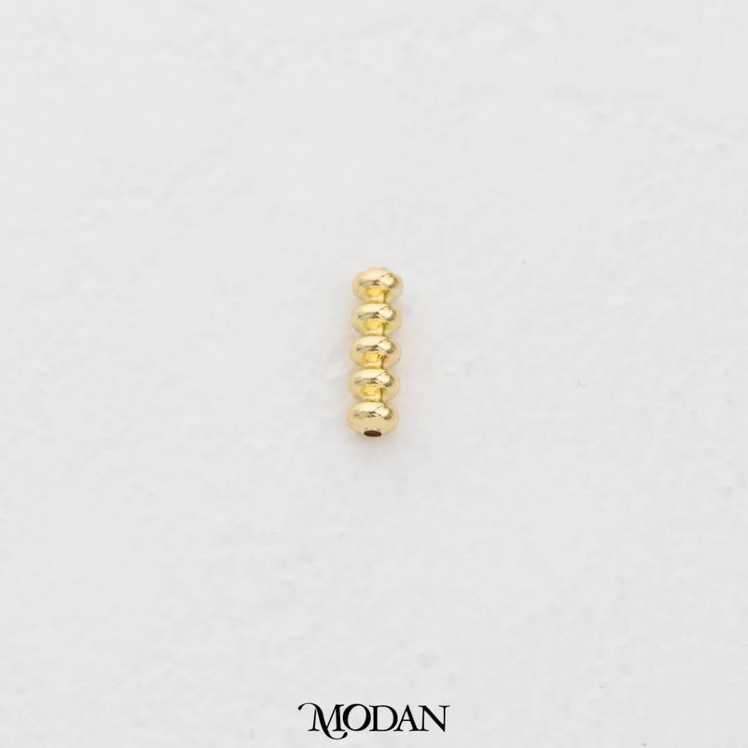 (10pcs) 10mm Textured Corrugated Curved Tube Spacer Beads DIY Pembatas Manik Gelang/Kalung Hypoallergenic Gold Filled