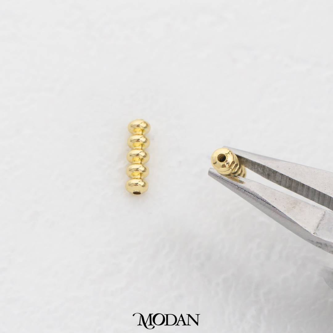 (10pcs) 10mm Textured Corrugated Curved Tube Spacer Beads DIY Pembatas Manik Gelang/Kalung Hypoallergenic Gold Filled