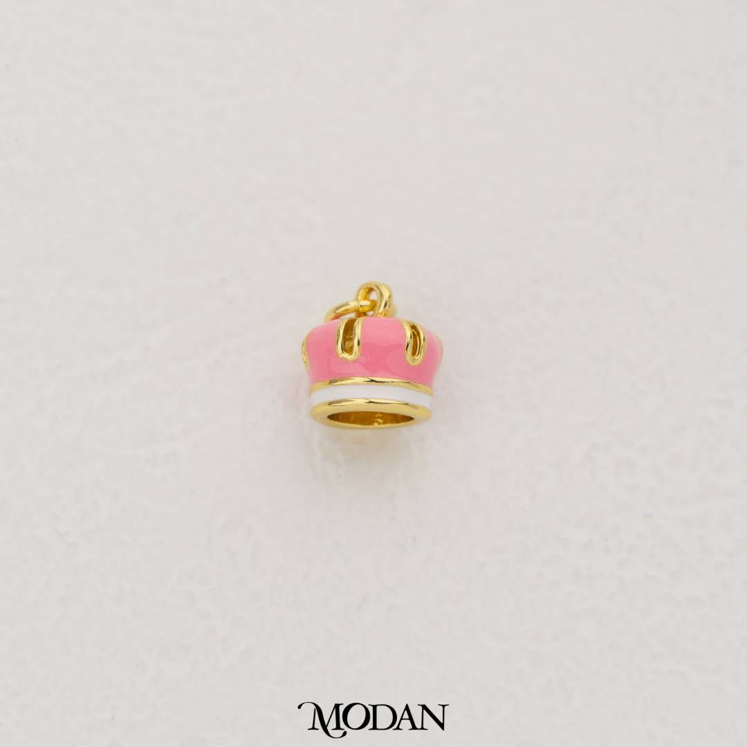 3D Pink Circus Carnival Hat Enamel Pendant DIY Pendant Liontin Topi Sirkus Karnaval Hypoallergenic Gold Filled
