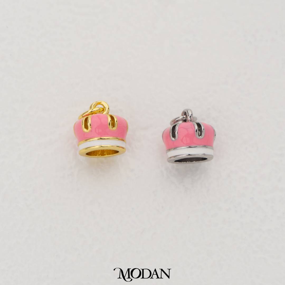 3D Pink Circus Carnival Hat Enamel Pendant DIY Pendant Liontin Topi Sirkus Karnaval Hypoallergenic Gold Filled