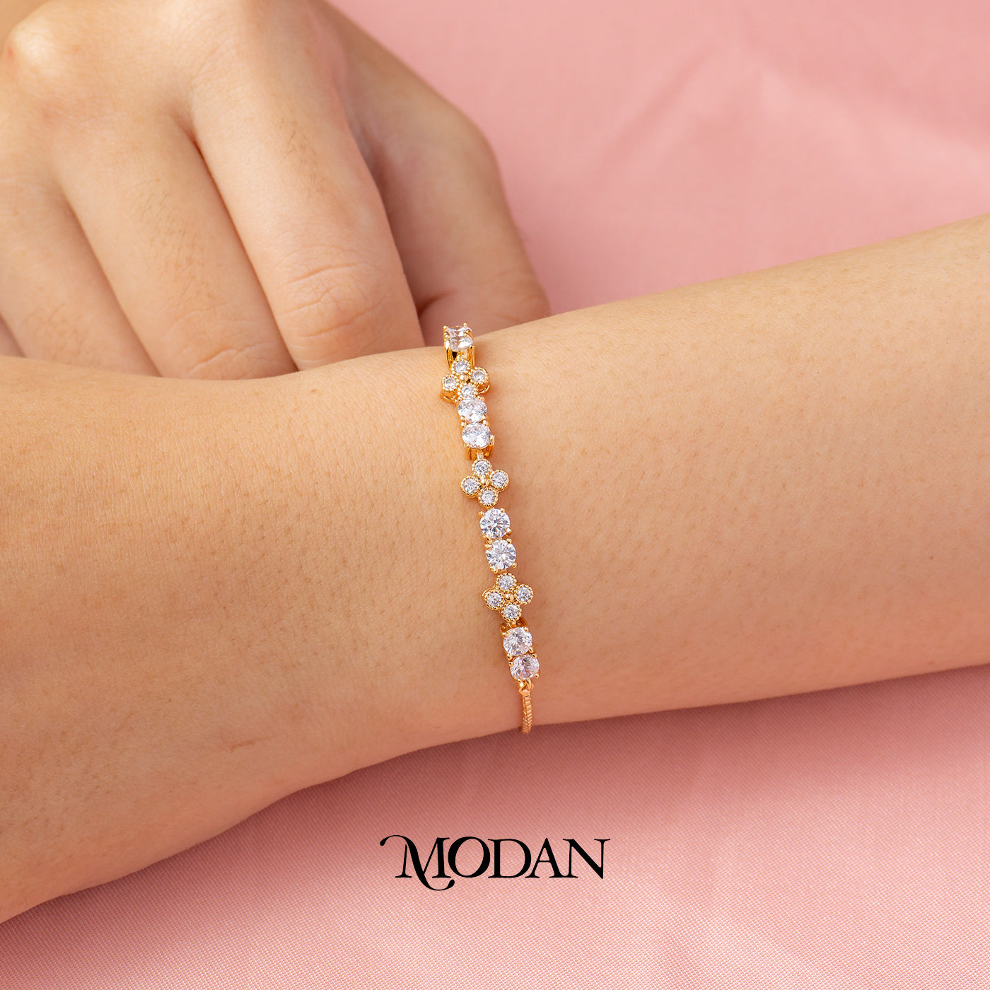 Mini Clover Beaded Adjustable Bracelet Gelang Serut Hypoallergenic Gold Plated