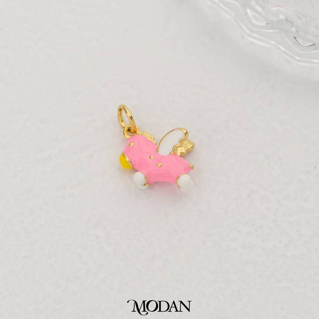 3D Colorful Enamel Pegasus Winged Horse Pendant DIY Pendant Liontin Kuda Bersayap Warna Warni Hypoallergenic Gold Filled