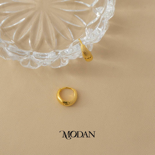 (12mm) Chubby Textured Huggie Hoop Earrings Anting Bulat Kecil Hypoallergenic Gold Plated