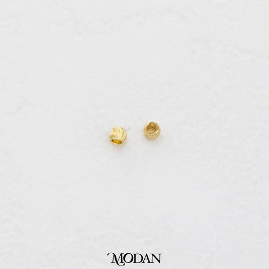 (10pcs) Mini Textured Corrugated Round Spacer Beads DIY Pembatas Manik Gelang/Kalung Bulat Hypoallergenic Gold Filled