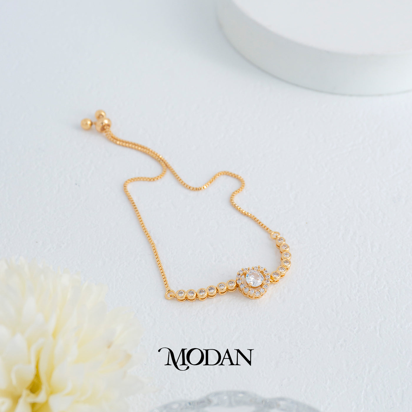 Sparkling Round Beaded Love Heart Adjustable Bracelet Gelang Serut Hypoallergenic Gold Plated