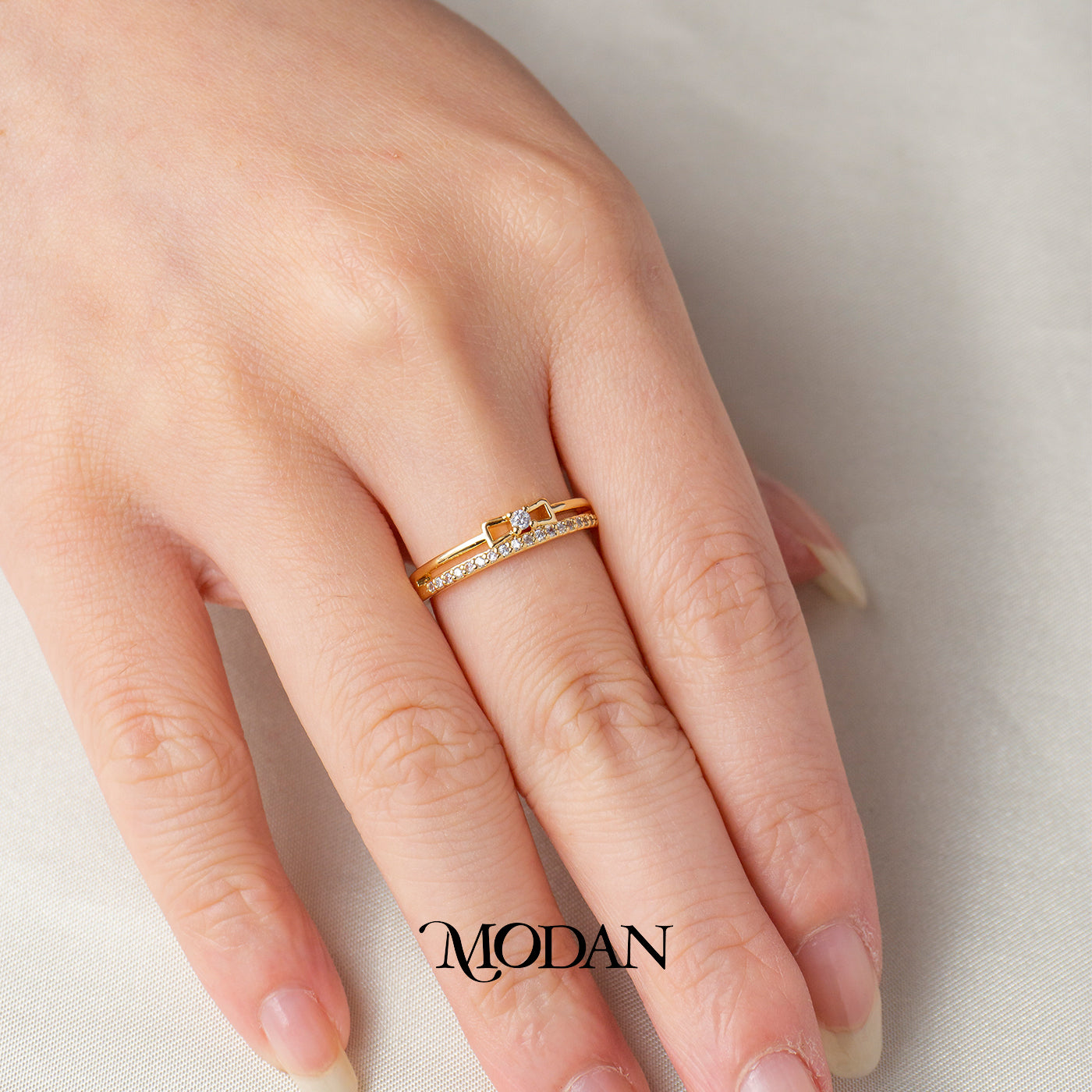 Minimalist Double Layer Bow Knot Adjustable Ring Cincin 2 Layer Simpul Pita Hypoallergenic Gold Plated