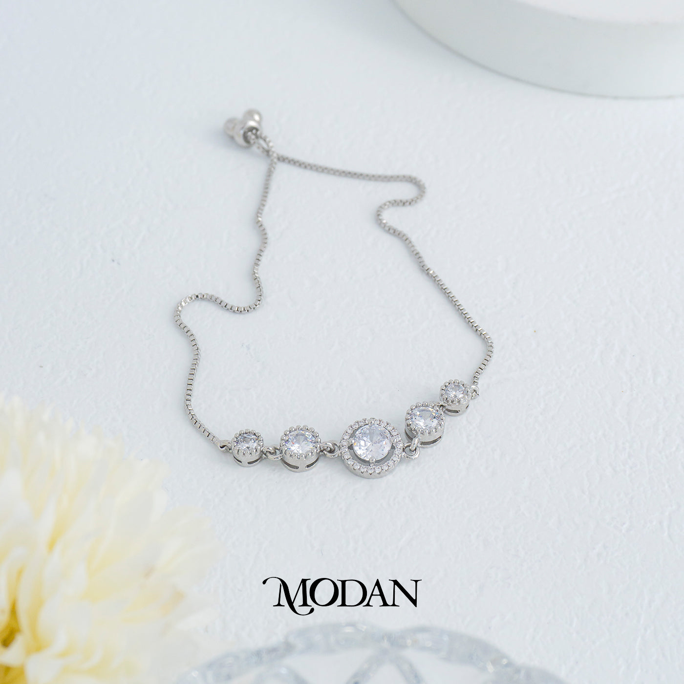 Sparkling Silver Round Adjustable Bracelet Gelang Serut Hypoallergenic Gold Plated