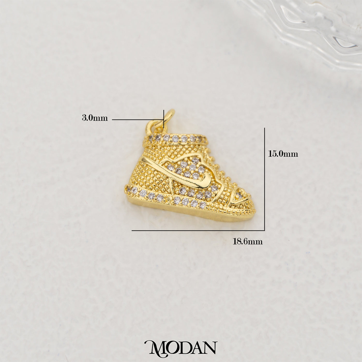Raised Design Dazzling Sneakers DIY Pendant Liontin Sepatu Timbul Hypoallergenic Gold Filled